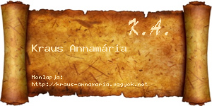 Kraus Annamária névjegykártya